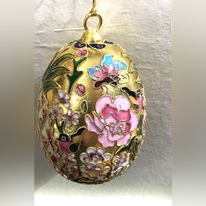 Ornament gold Egg Easter spring Victorian Enameling flowers, birds dragonflies